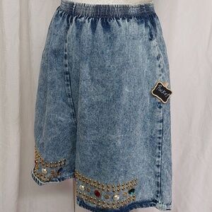 VINTAGE 80s/90s Mall Rat  ACID WASH BEDAZZLED JORTS